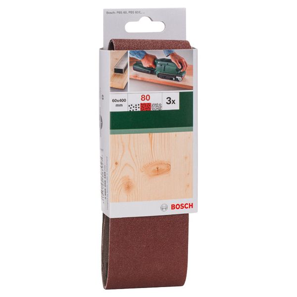 3-piece sanding belt set for belt sanders, red quality G= 80 image 2
