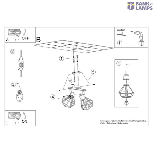CEILING LAMP ARTEMIS 2 WHITE E14 2X40 IP20 image 8