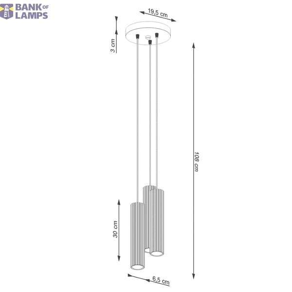 HANGING LAMP CYLINDRICAL RED LAMPSHADES WITH MODERN CARBON GROOVES 3XGU10 image 9