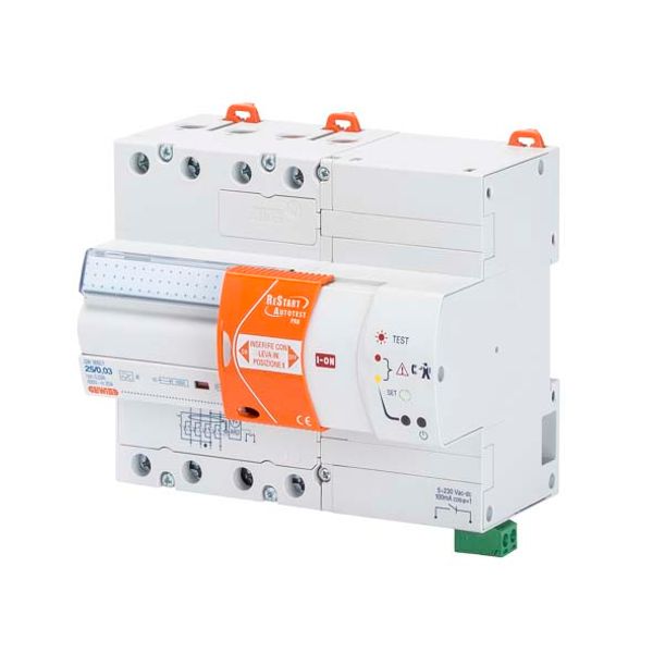 RESTART WITH AUTOTEST PRO - COUPLED WITH RCCB'S - 4 POLES - 63 A TYPE A[IR] Idn=0,3 A 400 V - 7 MODULES EN 50022 image 2