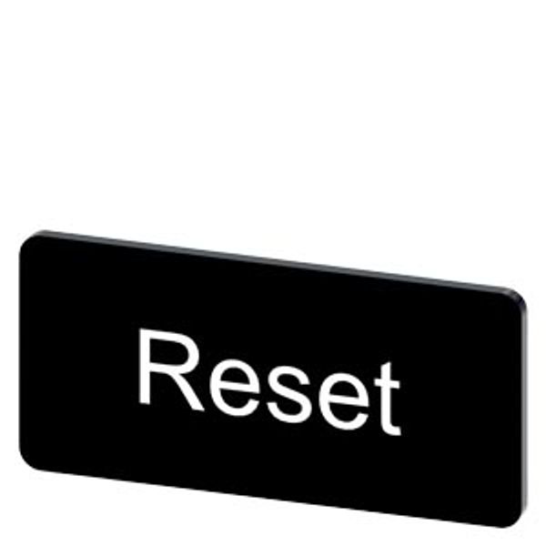 Labeling plate 12.5 x 27 mm, label black, labeling: Reset image 1