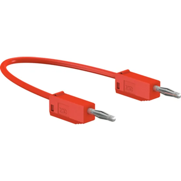 Measuring lead with (2 mm plug, spring-loaded, straight) to (2 mm plug, spring-loaded, straight), 600 mm, red, PVC, 0.5 mm², CAT O, 28.0115-06022 image 1