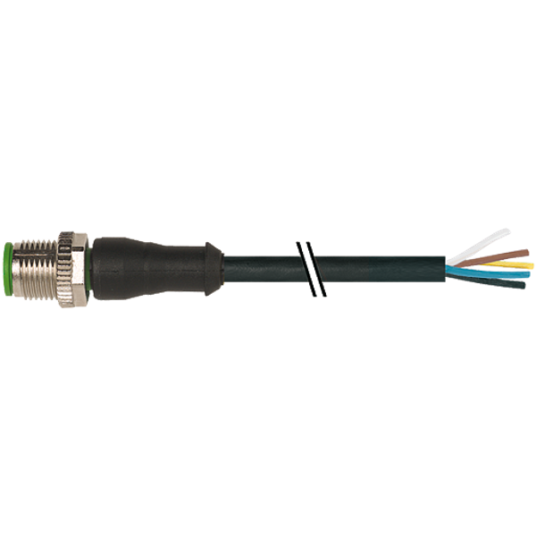 M12 male 0° A-cod. with cable PVC 5x0.34 bk UL/CSA 0.6m image 1