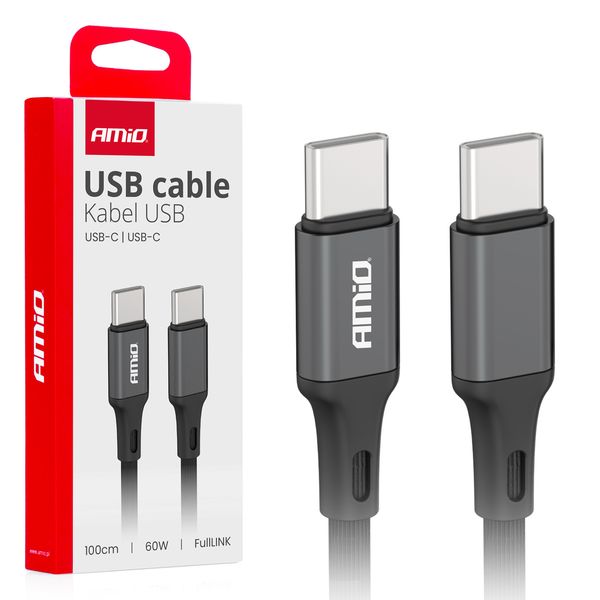 USB-C to USB-C cable 60W 100cm FullLINK AMIO-03902 image 1