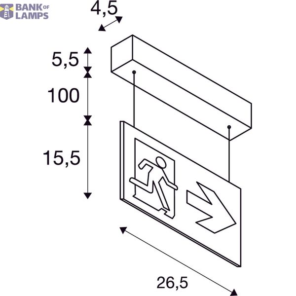 P-LIGHT Emergency Exit sign small pendant, white image 3