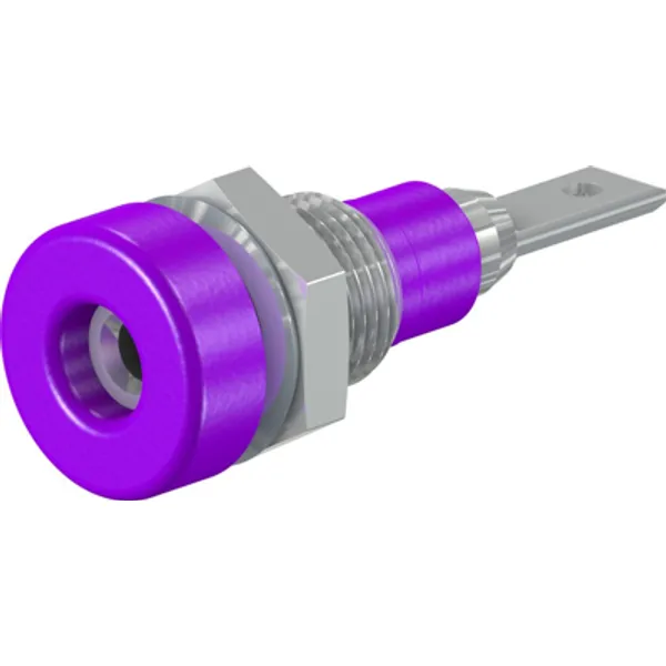 2 mm socket, flat plug connection, mounting Ø 6.4 mm, purple, 23.0030-26 image 1