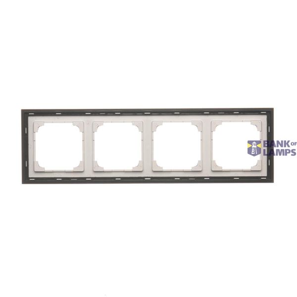 IP44 single socket outlet with frame seal - transparent flap, 16A, black matt image 1