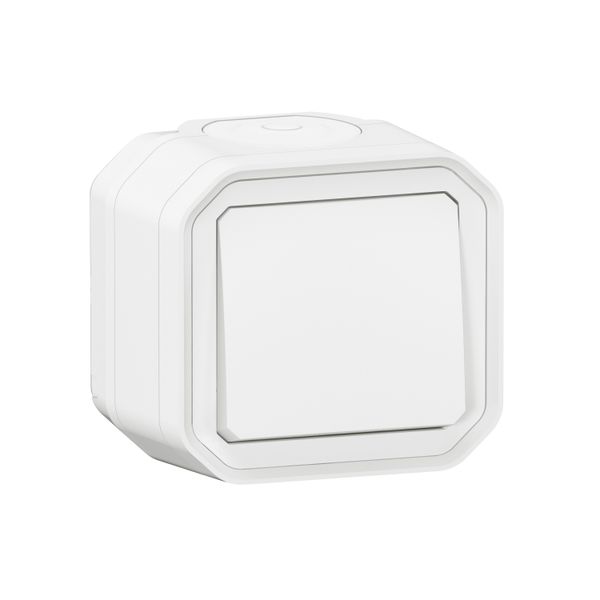 Switch Plexo 1-gang 2-way white surface IP55 IK08 10AX 250V image 1