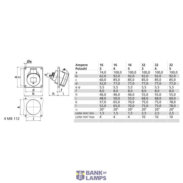 ICD 6h 32A 4P 400V IP44 100x92 QC Sch image 3