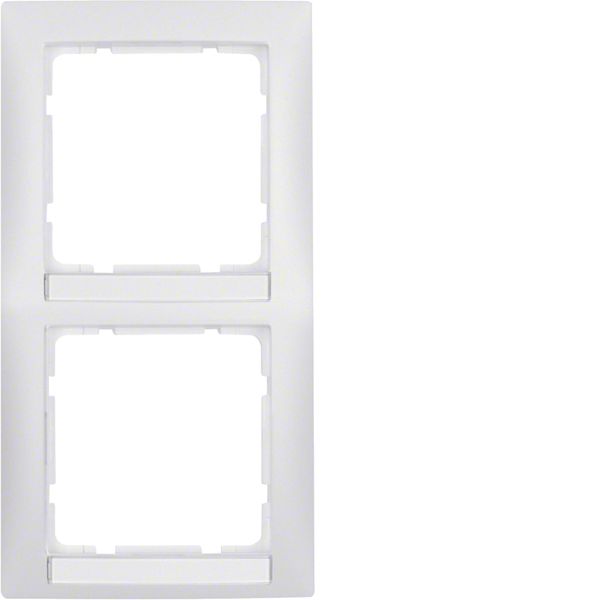 Frame 2gang vert., lab. field, S.1, p. white, matt, plastic image 1