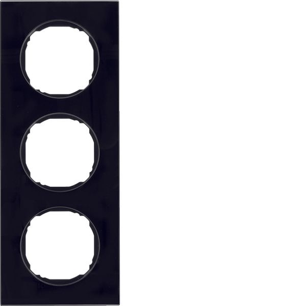 Frame 3gang, flat, R.8, glass black image 1