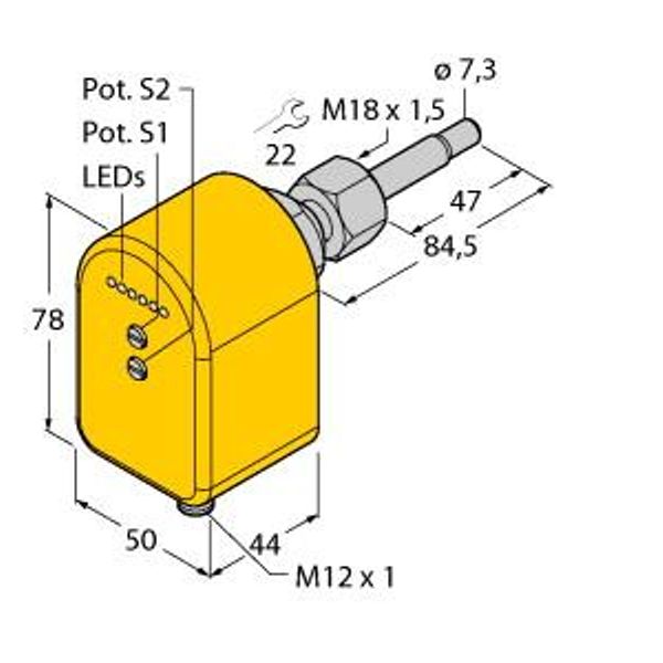 Freely Rotatable FTCST Flow Sensor Monitoring of Flow Speed and Medium Temperature   FTCST-A4P-2AP8X-H1140 image 1