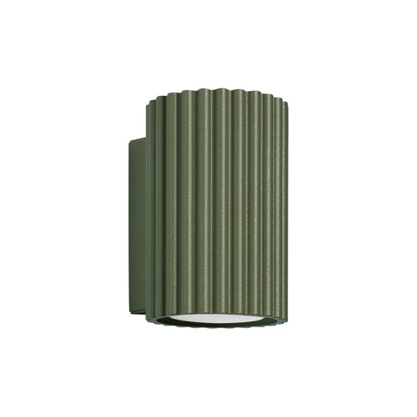 GREEN WALL LAMP WITH ELEGANT GROOVES ON THE LAMPSHADE FROM THE KARBON OLIVE GREEN SERIES image 1