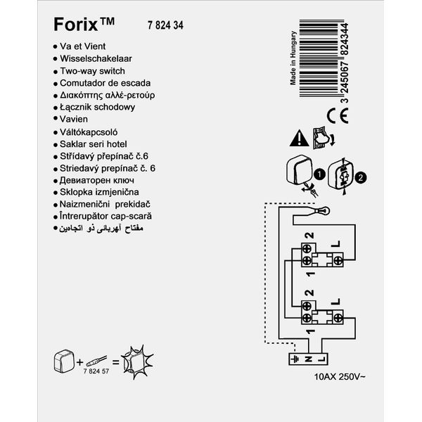 Two-way switch Forix - surface mounting - IP 2X - 10 AX - 250 V~ - ivory image 2