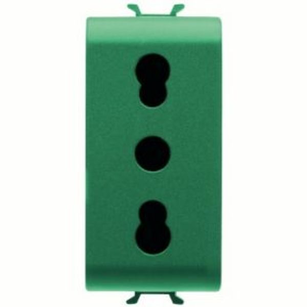 ITALIAN STANDARD SOCKET-OUTLET 250V ac - FOR DEDICATED LINES - 2P+E 16A DUAL AMPERAGE - P11-P17 - 1 MODULE - GREEN - ANTIBACTERIAL - CHORUSMART image 1