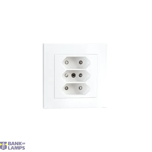 OUTLET FLUSH MOUNTED EURO 3-VEIS WHITE 6-PACK image 1