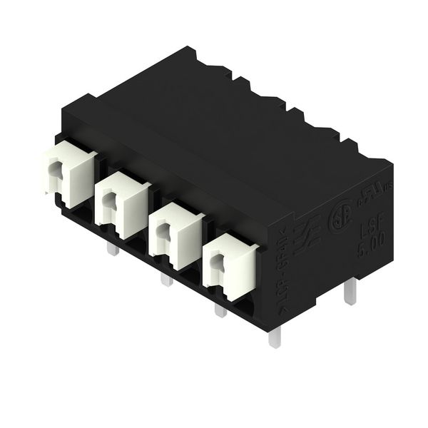 Printed circuit board terminals, 5.00 mm, Number of poles: 4, 90°, Solder pin length (l): 3.5 mm, black, PUSH IN with actuator, Clamping range, max. : 1.5 mm², Tape image 5