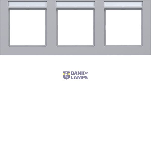 Cover frame 3-way horizontal, text field, A.1, titanium image 1