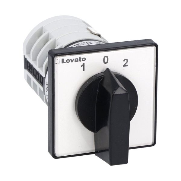 Rotary cam switch 7GN series, 3-phase motor reversing switch with spring return 16A, for front mounting with black handle, front plate 48X48mm image 1