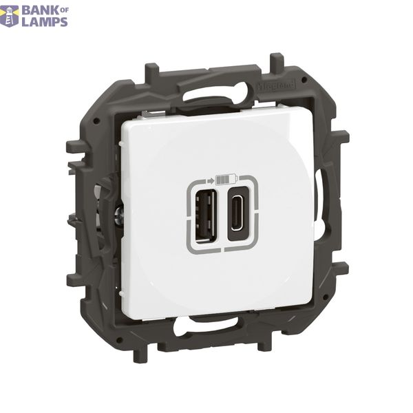 CHARGEUR 2XUSB TYPE A+C BLANC image 2