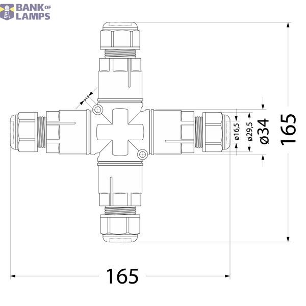 Cable connector SZPN 295X-4T, four-way, 5x1.5, 250V, 16A, IP68 image 2
