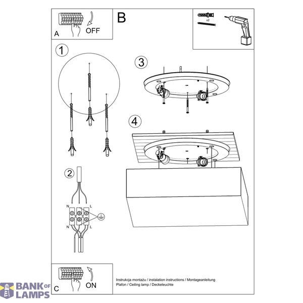 CEILING LAMP HORUS 35 GREY E27 2X60W IP20 image 7