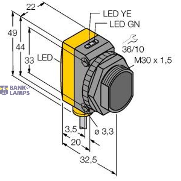 Photoelectric Sensor Diffuse Mode Sensor with Fixed-Field Background Suppression   QS30FF600QPMA16 image 1