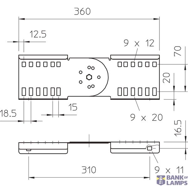 Adjustable connector for cable ladder 114x360 Steel Hot-dip galvanised image 2