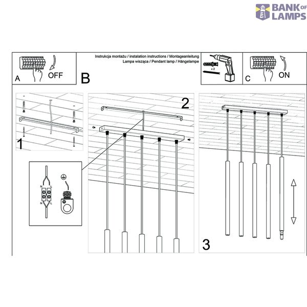 PASTELO HANGING LAMP 5L GOLD G9 5X8W IP20 image 5