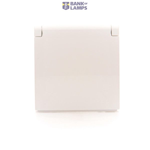 Cover for single socket outlet with earthing IP44 - same color flap & cover, white image 1