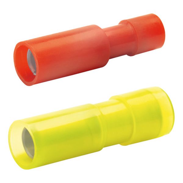 Insulated round plug sleeve, 4 mm, 0.5 to 1.0 mm², AWG 20 to 18, bronze, tin-plated, red, 920V image 1