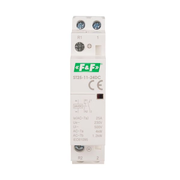 Modular contactor, rail mounting, 1Ã—NO+1Ã—NC contacts, 25A, 24V DC image 2