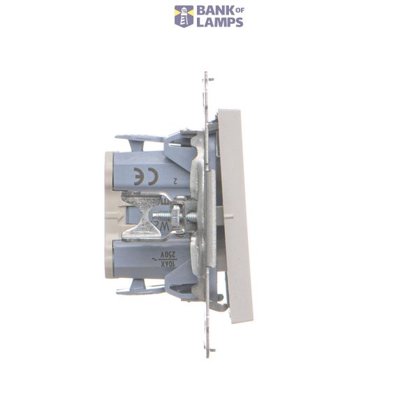 Single socket outlet with earthing for IP44 version with frame seal, without shutters, (module), Simon 24, IP44, 16A, champagne matt, Flap color: Same as a cover image 1