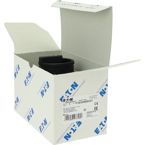 P1-32/I2/SVB-SW/HI11 Main switch, P1, 32 A, surface mounting, 3 pole, 1 N/O, 1 N/C, STOP function, With black rotary handle and locking ring, Lockable in the 0 (Off) posit image 10