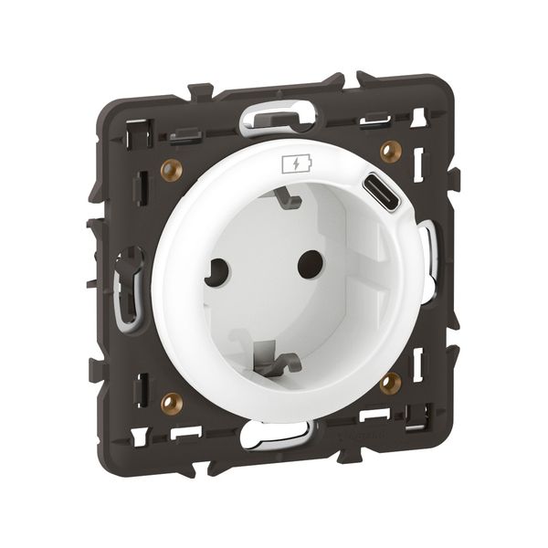SOCKET 2P+E SCHUKO USB C TYPE WHITE image 1