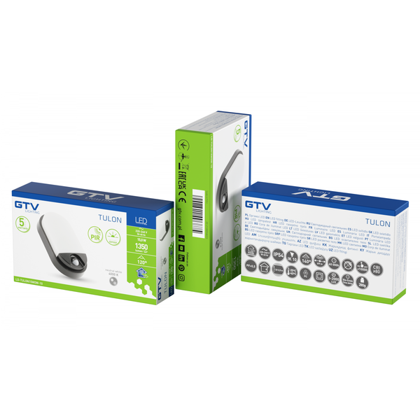 LED luminaire TULON with motion sensor, 15 W, 1350 lm, 4000K, AC220-240V, IP54, oval, black image 2