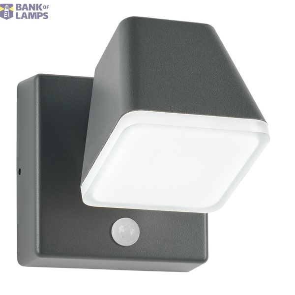 Zeta LED Square Single PIR 12,5W 800lm 3000K IP54 anthracite image 1