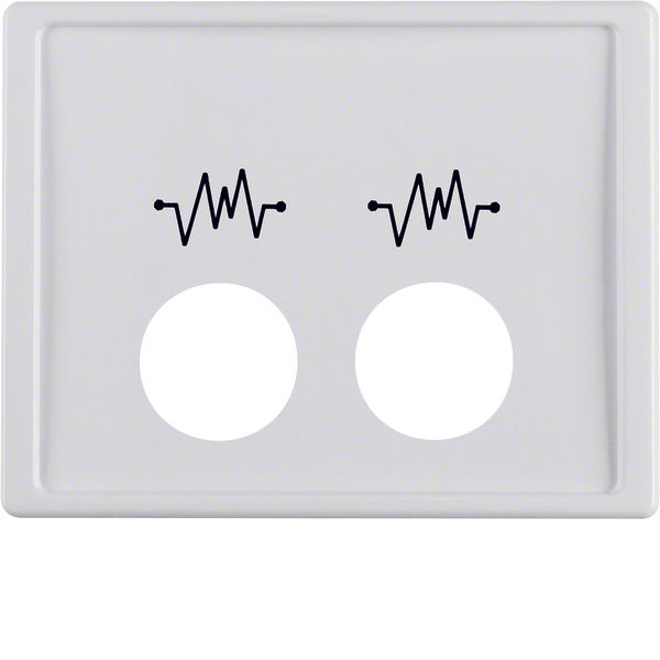 Centre plate 2 plug-in openings + imprint, f. call unit, arsys, p.whit image 1