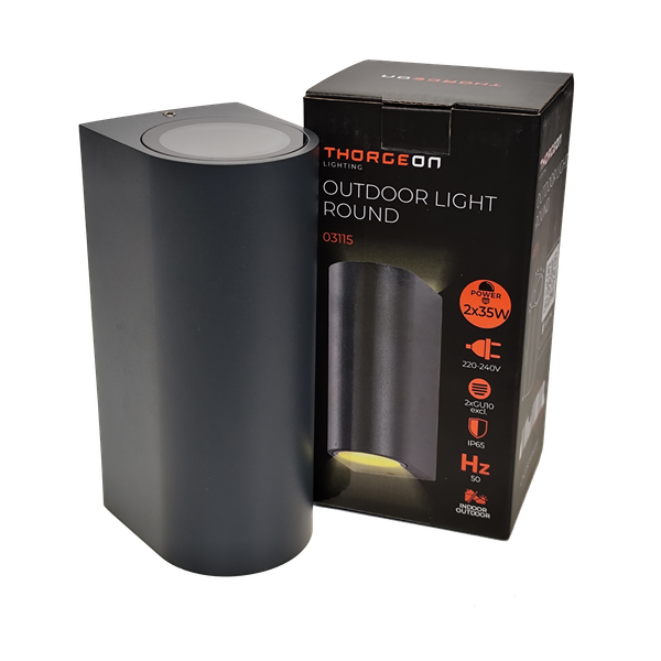 Outdoor Wall Light without Light Source 2xGU10 IP65 03115 Round Anthracite THORGEON image 1