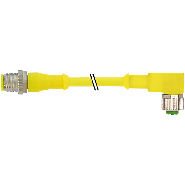 M12 male 0° / M12 female 90° A-cod. AIDA PUR 5x0.34 ye 3.0m image 1