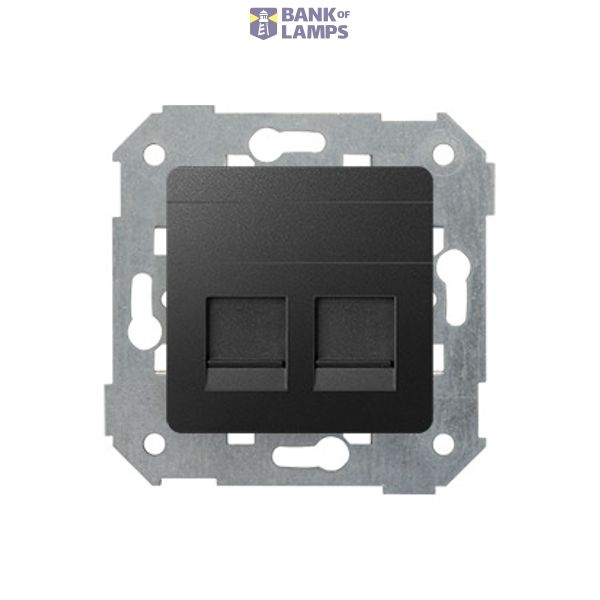 Double Keystone flat IT/telephone socket cover, Graphite image 1