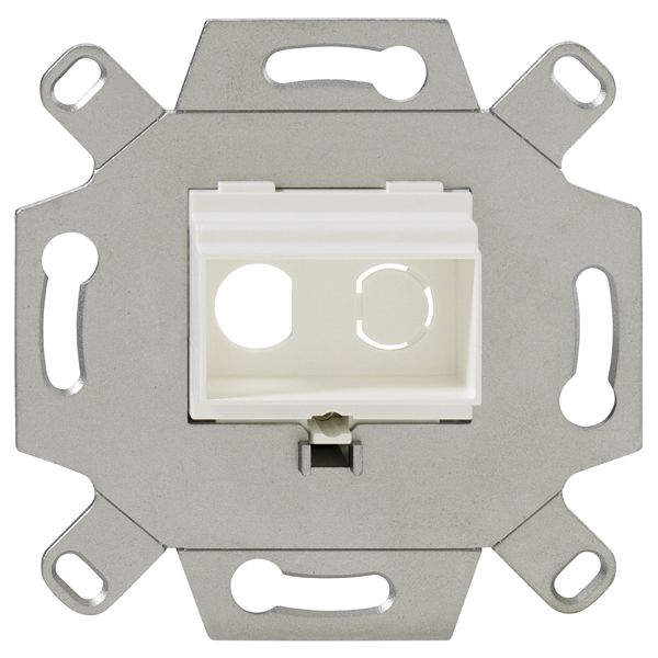 Mounting adapter, 2-fold, pearl white (similar to RAL 1013), for 2 BNC-C/IEC or Cinch sockets, for TAE covers image 1