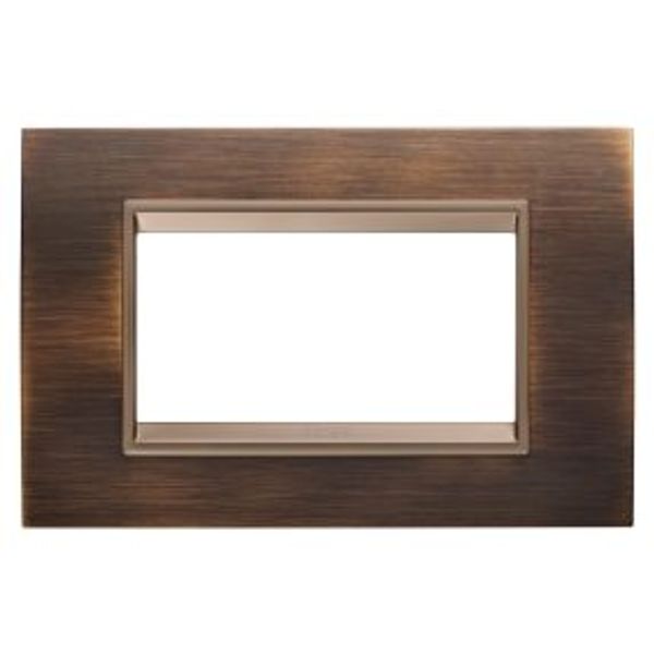 LUX PLATE - IN METAL - 4 MODULES - ANTIQUE BRASS - INNER FRAME MATT DARK BRONZE - CHORUSMART image 1