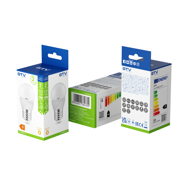 LED Bulb E27, B45, 10 W, 1000 lm, 3000K, AC180-250V, 160°, CERAMIC image 3