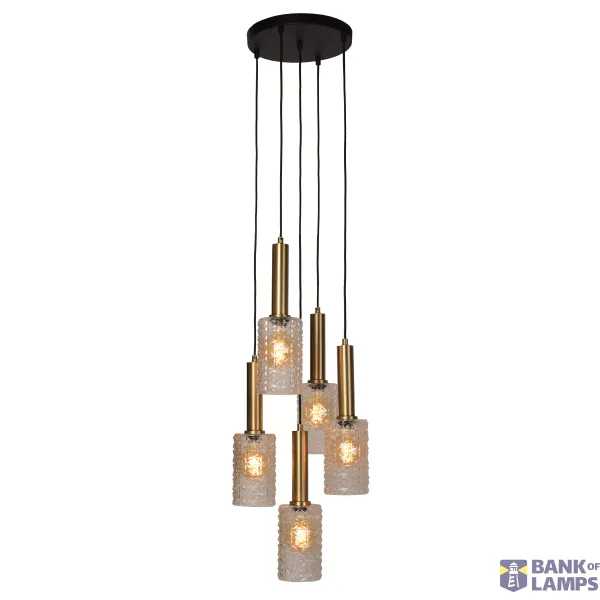 Lucide CORALIE - Pendant light - Ø 30 cm - 5xE27 - Transparant image 1