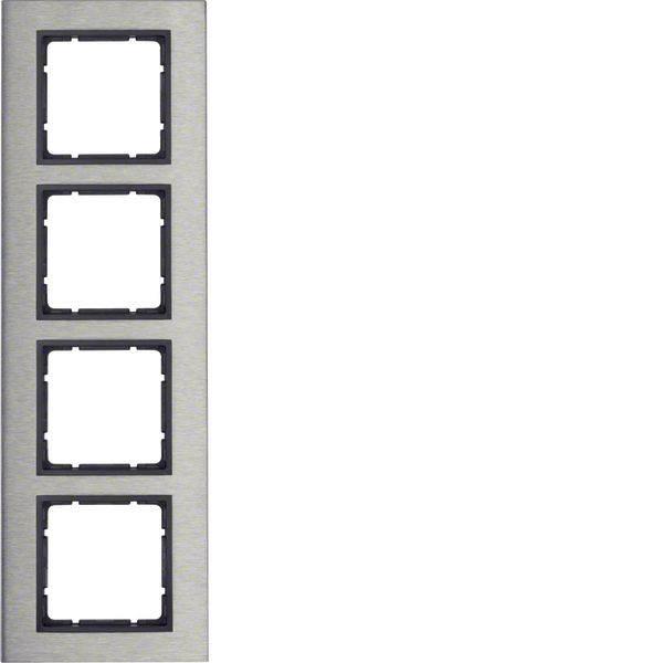 Frame 4gang vert., B.7, stainless steel/ant. matt, metal brushed image 1