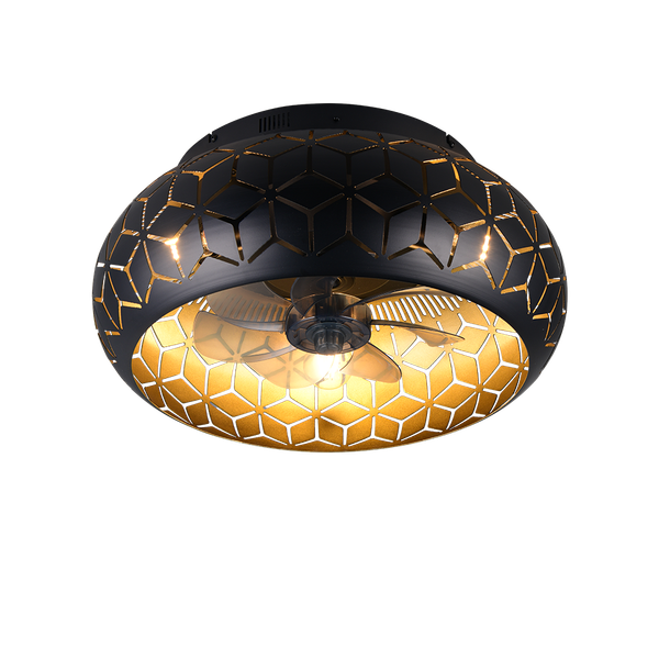 Bidar ceiling fan 3xE27 matt black/gold image 1