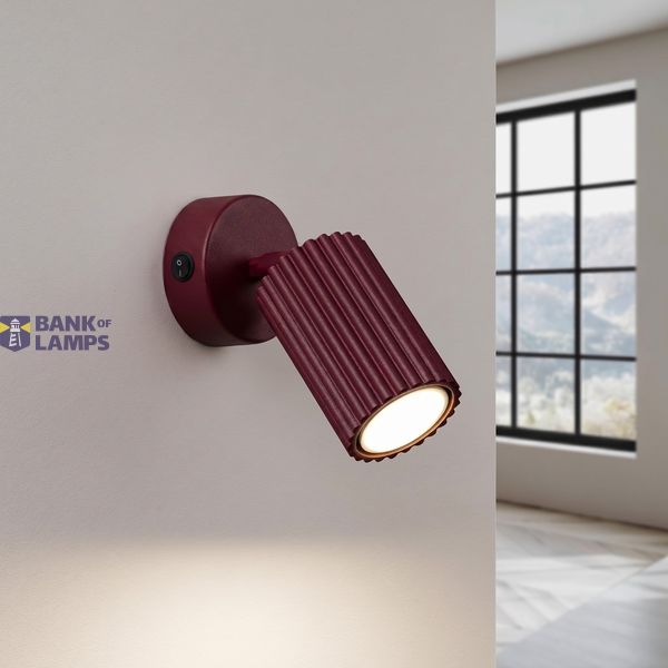 Wall lamp KARBON burgundy with a switch image 2