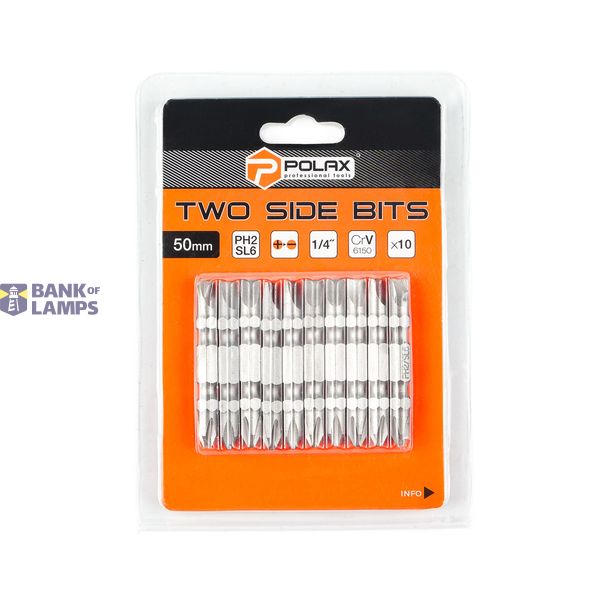 Two side bits，50mm，PH2 - SL6 1/4"，6150CRV (10 pcs) image 1