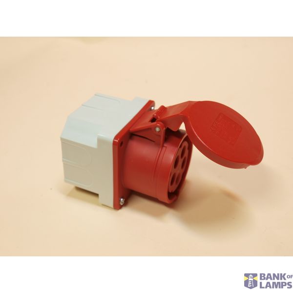 Straight panel socket with box 32A 5P 6h IP44 image 1